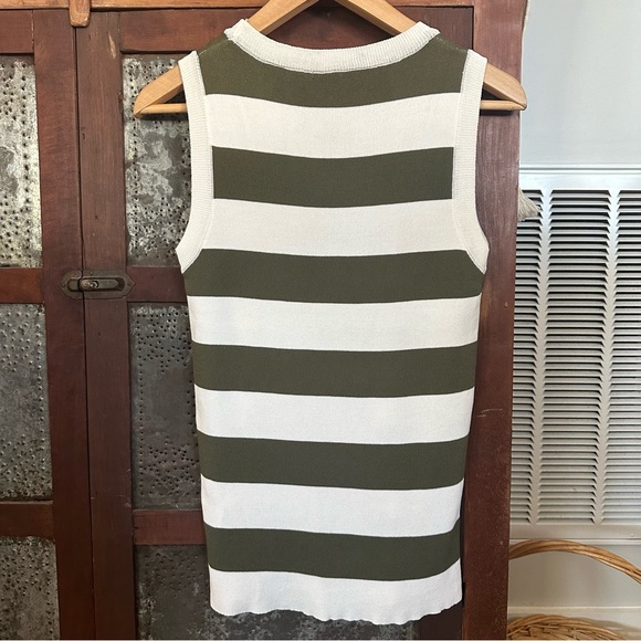 Common Threads Olive/White Stripe Sleeveless Top - Picture 3 of 5